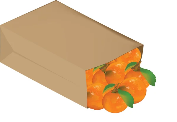 Saco Papel Pão Orgânico Contendo Frutas Frescas —  Vetores de Stock