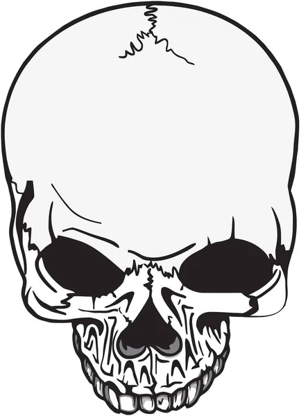 ステッカーシンボル上の骨格人間の頭の画像 — ストックベクタ