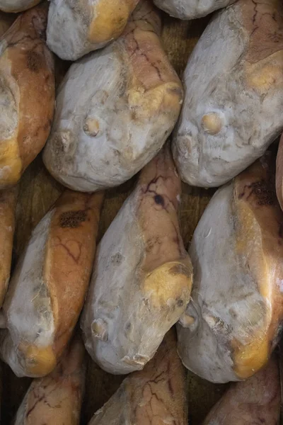 Pork Leg Hams Hung Vertical Seasoning — Stock Photo, Image
