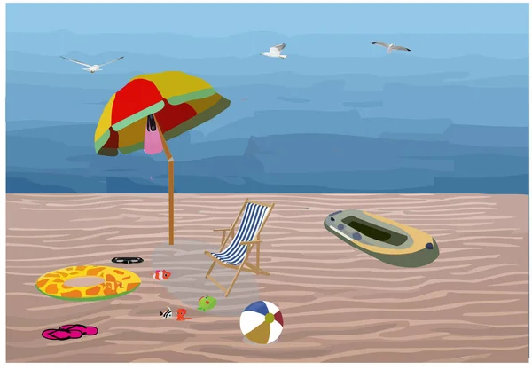 Strand Entspannen Verlassene Spiele Der Küste — Stockvektor