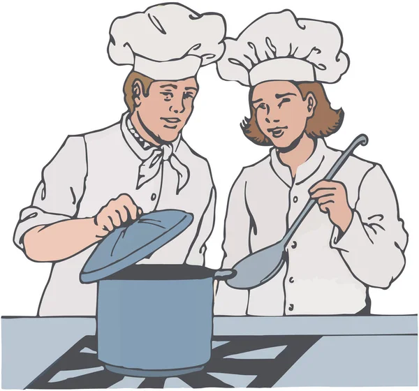 Figures Humaines Uniforme Blanc Comme Cuisinier — Image vectorielle