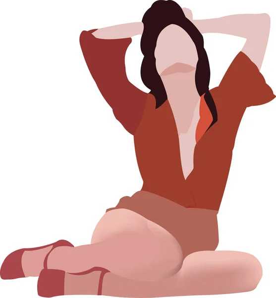 Sexe Femme Habillé Rouge Assis — Image vectorielle