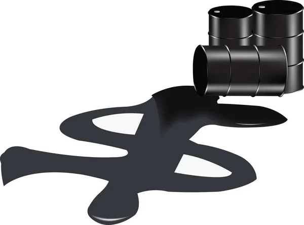 Barrels Black Oil Spilled Dollar Sign — Stock Vector