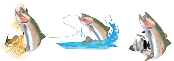 Trout Series Stickers Predator Fish Bait Trout Series Stickers Predator — Stock Vector