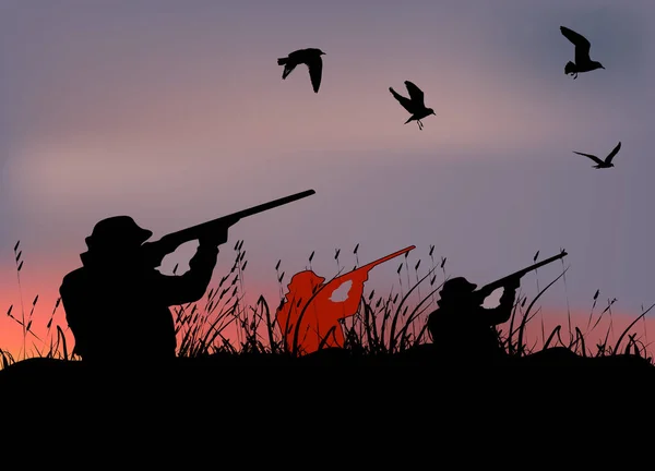Σπορ Κυνηγός Πρόσωπο Τουφέκι Στο Βάλτο Πυροβολεί Παιχνίδι — Διανυσματικό Αρχείο