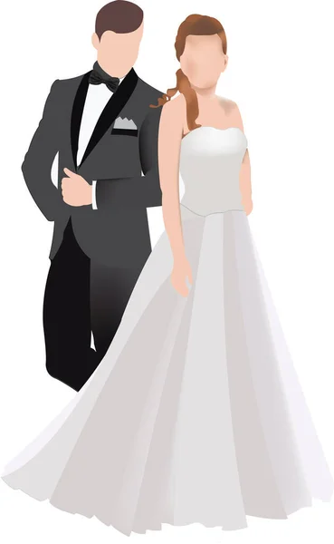 正式に結婚式の服を着た女性と男性正式で結婚式の服を着た女性と男性 — ストックベクタ