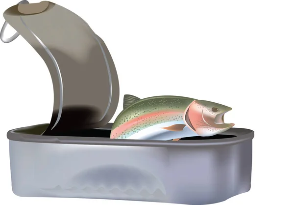 Tearing Tin Fish Oil — Stock Vector