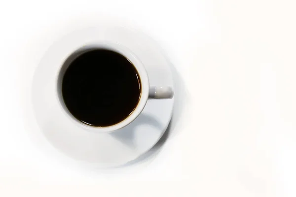 cup with black coffee on a white background.