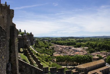 Carcassonne, Fransa'nın kalenin penceresinden görünümü
