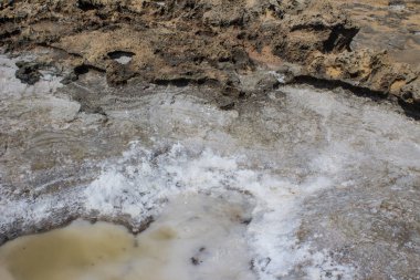 Deniz kenarı buzlu tuzlu su birikintisi