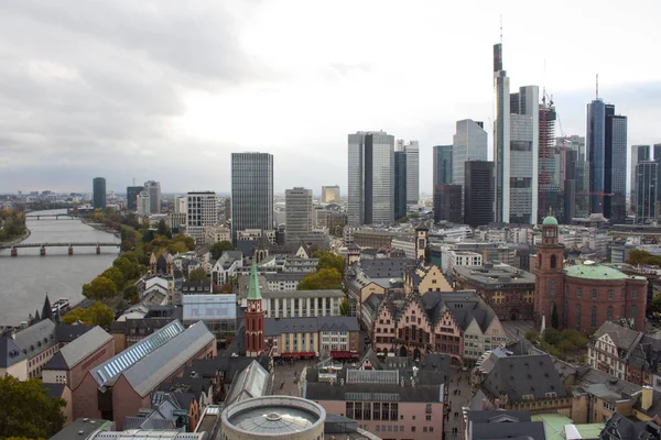 View from the survey platform of a skyscraper to Frankfurt and t
