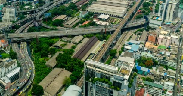 Vista Bangkok Desde Ángulo Alto Ver Autopista Superior Enlace Con — Vídeo de stock