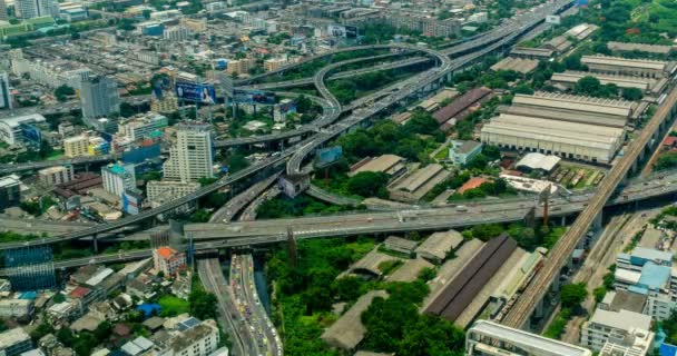 View Bangkok High Angle See Top Expressway Airport Link Chaos — Stock Video