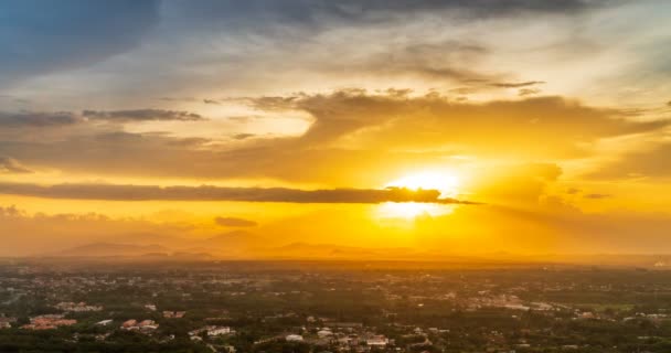 Krásné Zlaté Světlo Večerní Slunce Nad Obcí Jižního Thajska — Stock video