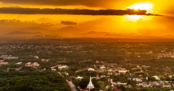 Bela Luz Dourada Pôr Sol Noite Sobre Comunidades Sul Tailândia — Vídeo de Stock