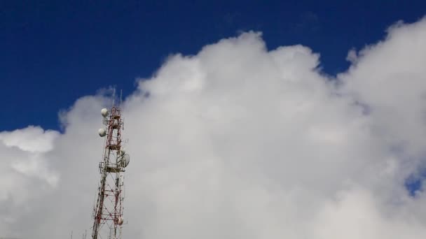 Telecommunication Tower Blue Sky — Stock Video