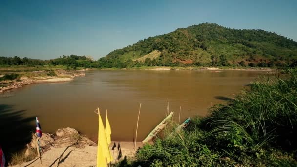 Paisaje Vista Río Mekong Frontera Entre Tailandia Laos Ubicación Kaeng — Vídeo de stock