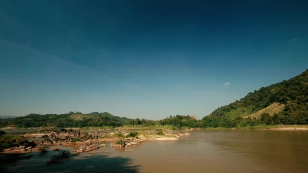 Widok Krajobrazu Rzeki Mekong Granicy Tajlandii Laosu Lokalizacji Kaeng Pha — Wideo stockowe