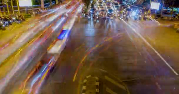 Trafik Kuyruk Kavşak Zaman Atlamalı Aydınlatma — Stok video