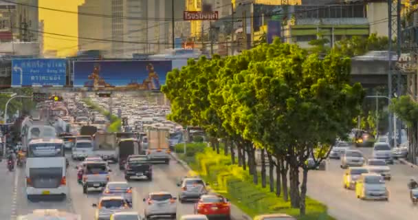 Traffico Caotico Bangkok Sera Time Lapse — Video Stock