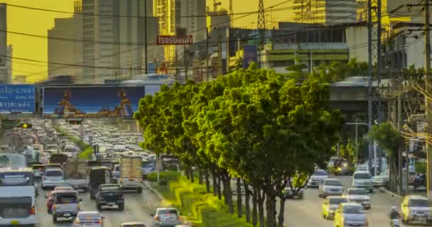 Trafic Chaotique Bangkok Dans Soirée Time Lapse — Video