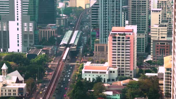 Top View Cityscape Downtown Bangkok Thailand — Stock Video