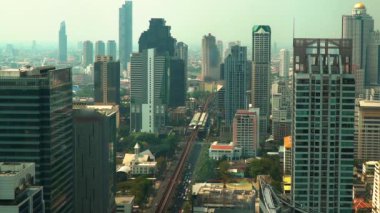 Üstten görünüm cityscape Downtown Bangkok, Tayland