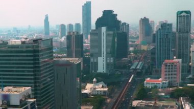 Üstten görünüm cityscape Downtown Bangkok, Tayland