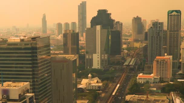 Pył Powietrzu Powoduje Zanieczyszczeń Stolicy Bangkok Tajlandia — Wideo stockowe