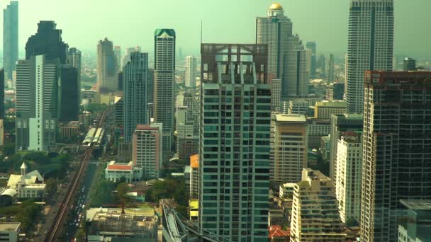 Ovanifrån Stadsbilden Från Downtown Bangkok Thailand — Stockvideo