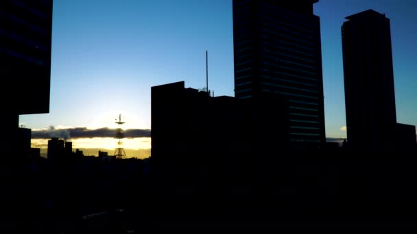 日出或日落剪影城市看法 — 图库视频影像