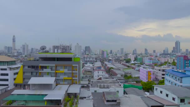 Het Stedelijk Gebied Van Hoofdstad Bangkok Stad Thailand Shot Uitzoomen — Stockvideo