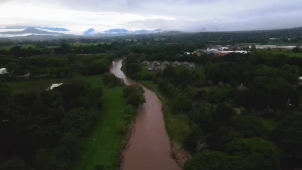 Bird Eye View Video Dorp Noordelijke Vallei Thailand Videoclip