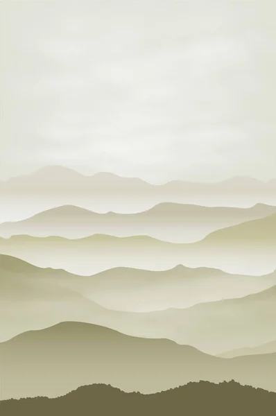 Mountains in the fog. Background. — Stock Vector