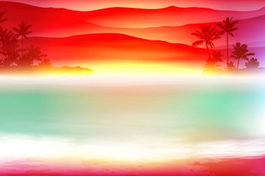 Deniz ve dağ ile renkli arka plan