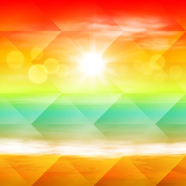 Hav solnedgang med sol og lys på linsen – Stock-vektor