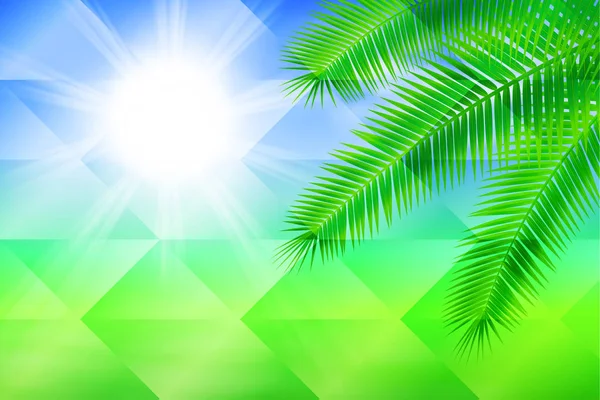 Sunny background with palm. Geometric background. — Stock Vector