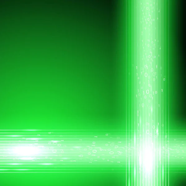 Groene achtergrond met stream van binaire code — Stockvector