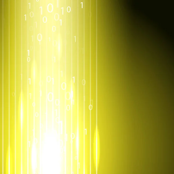 Żółte tło z strumień binarny kod — Wektor stockowy