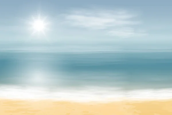 Pláž a tropické moře s jasným sluncem — Stockový vektor