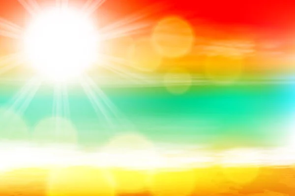 太陽のレンズの光と海の夕日 — ストックベクタ