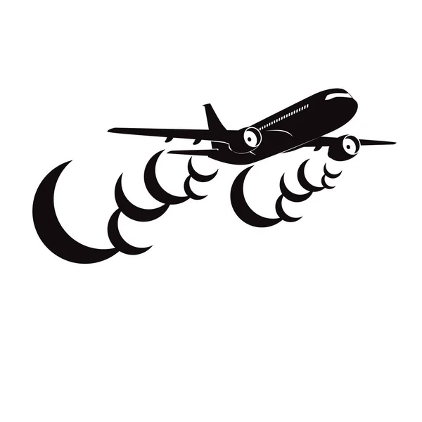 白い雲のシルエットが付いている飛行機 — ストックベクタ