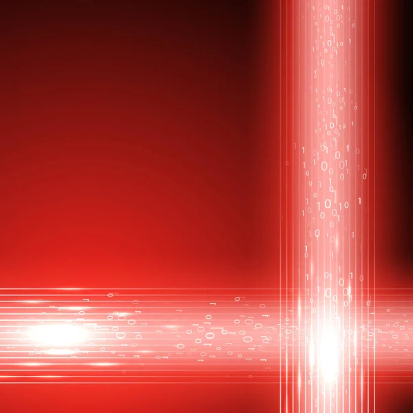 Sfondo rosso con flusso di codice binario — Vettoriale Stock