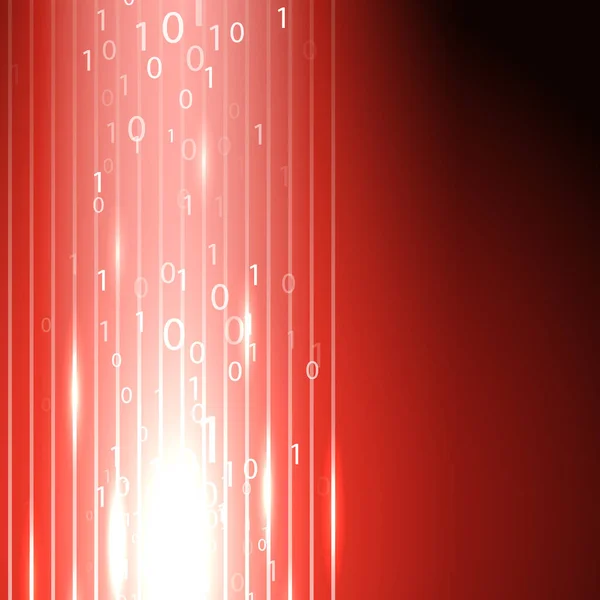 Fondo rojo con flujo de código binario — Archivo Imágenes Vectoriales