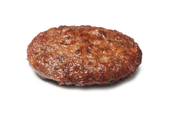 Один жареный гамбургер, вырезанный на белом — стоковое фото