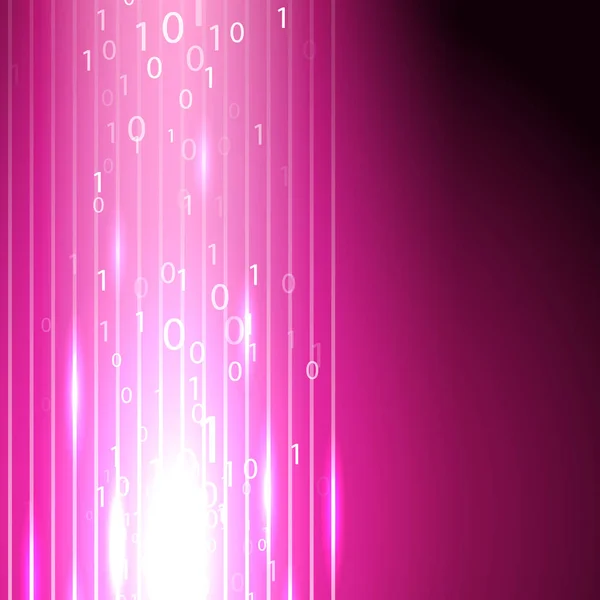 분홍색 배경과 이진 코드의 흐름 — 스톡 벡터