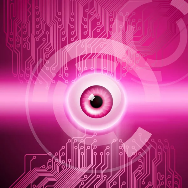 Розовый фон с глазами и контурами — стоковый вектор
