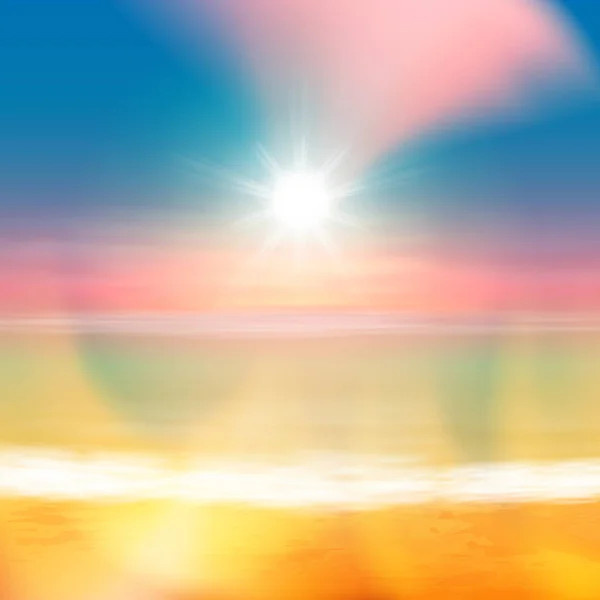 Mar tropical verano puesta de sol playa fondo — Vector de stock