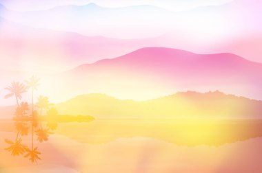 Deniz ve palmiye ağaçları ile yaz arka plan.