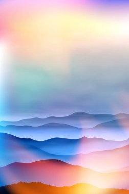 Yaz arka plan Dağları sis ile